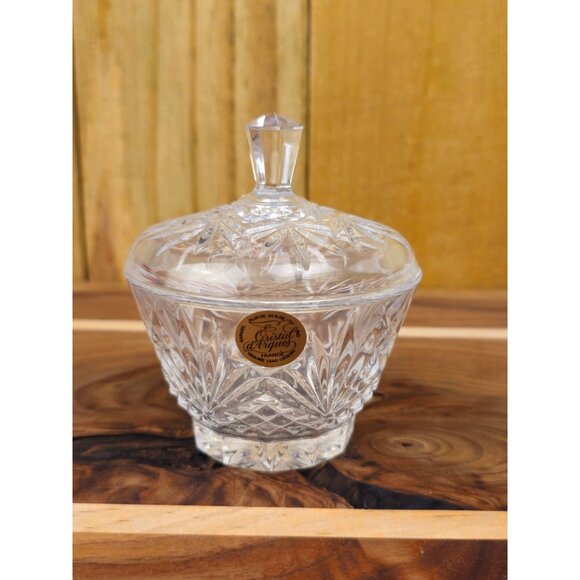 Vintage Crystal DArques Lidded Candy Dish With Starburst Design - Picture 2 of 11